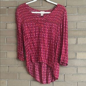 🍒 Women's Red/Pink Patterned Top 👛